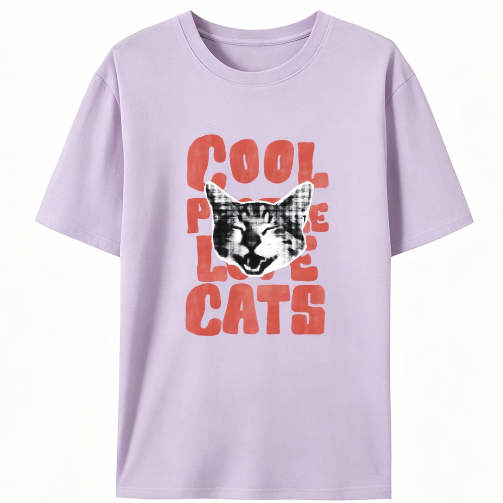 Cool People Love Cats Retro Designed for Women - Slim Fit Cotton Tee