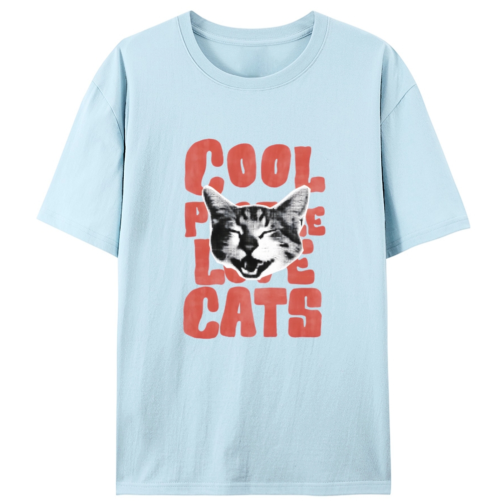 Cool People Love Cats Retro Designed for Women - Slim Fit Cotton Tee
