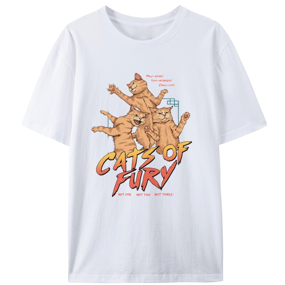 Cats of Fury Retro Designed for Women - Slim Fit Cotton Tee
