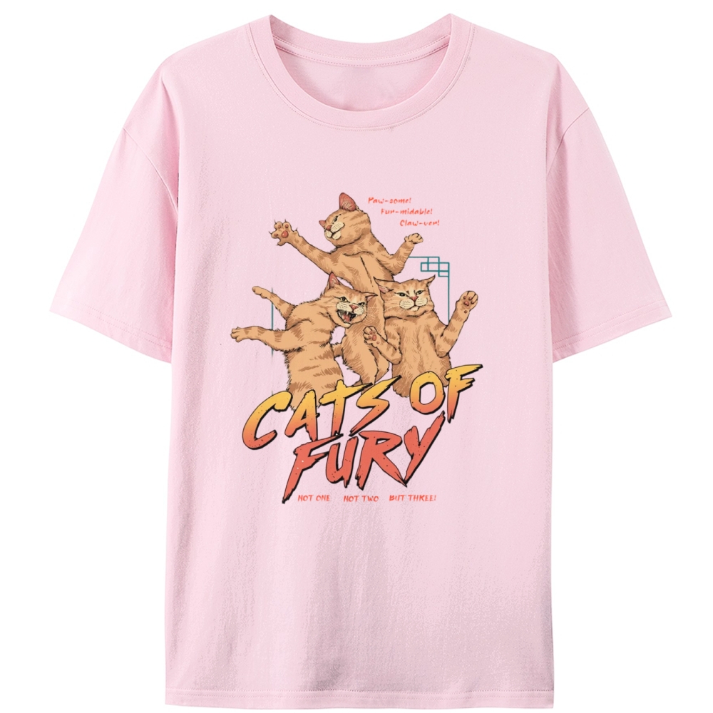Cats of Fury Retro Designed for Women - Slim Fit Cotton Tee