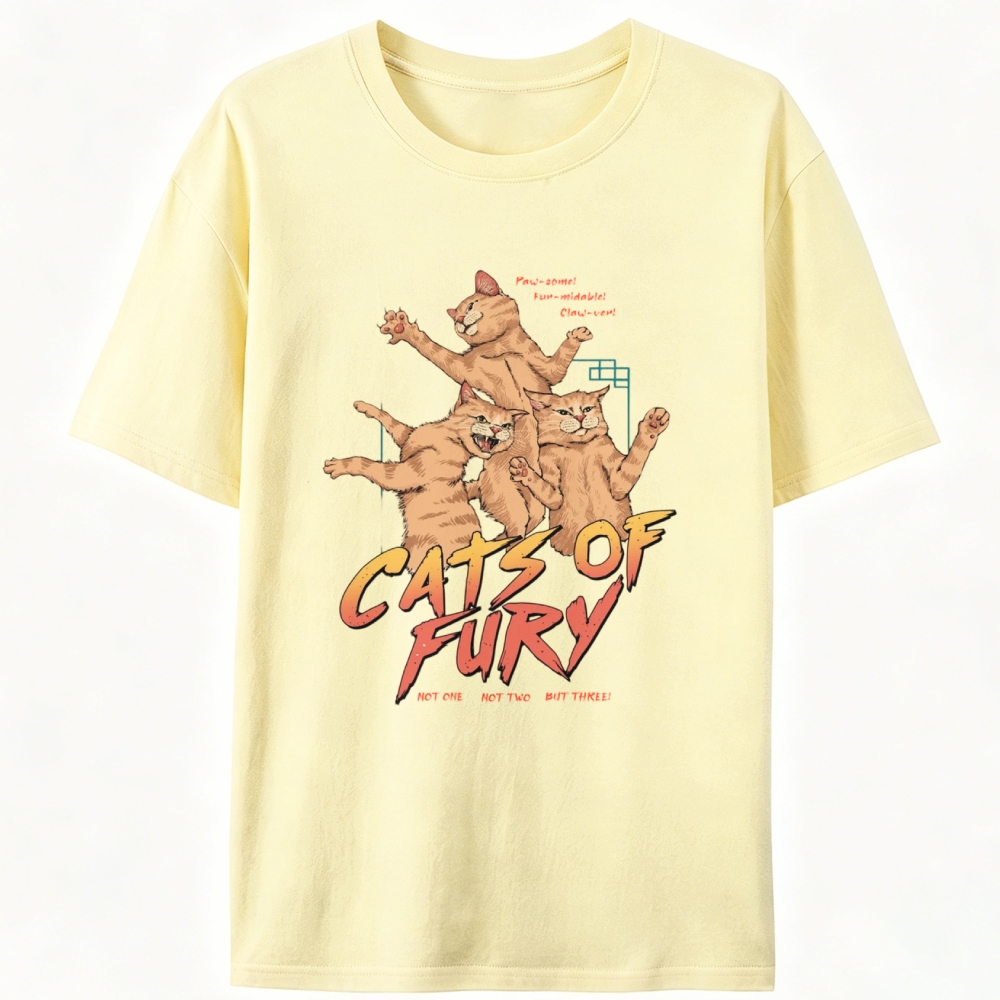 Cats of Fury Retro Designed for Women - Slim Fit Cotton Tee