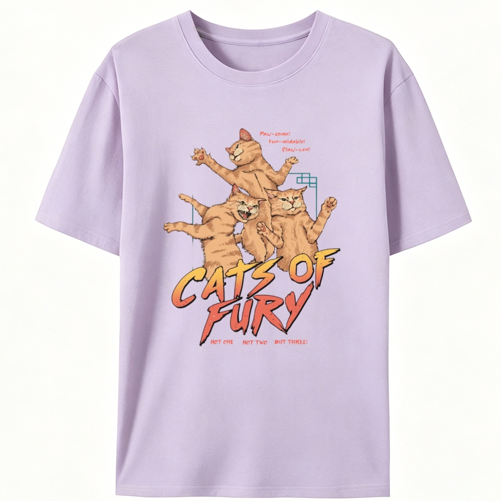 Cats of Fury Retro Designed for Women - Slim Fit Cotton Tee