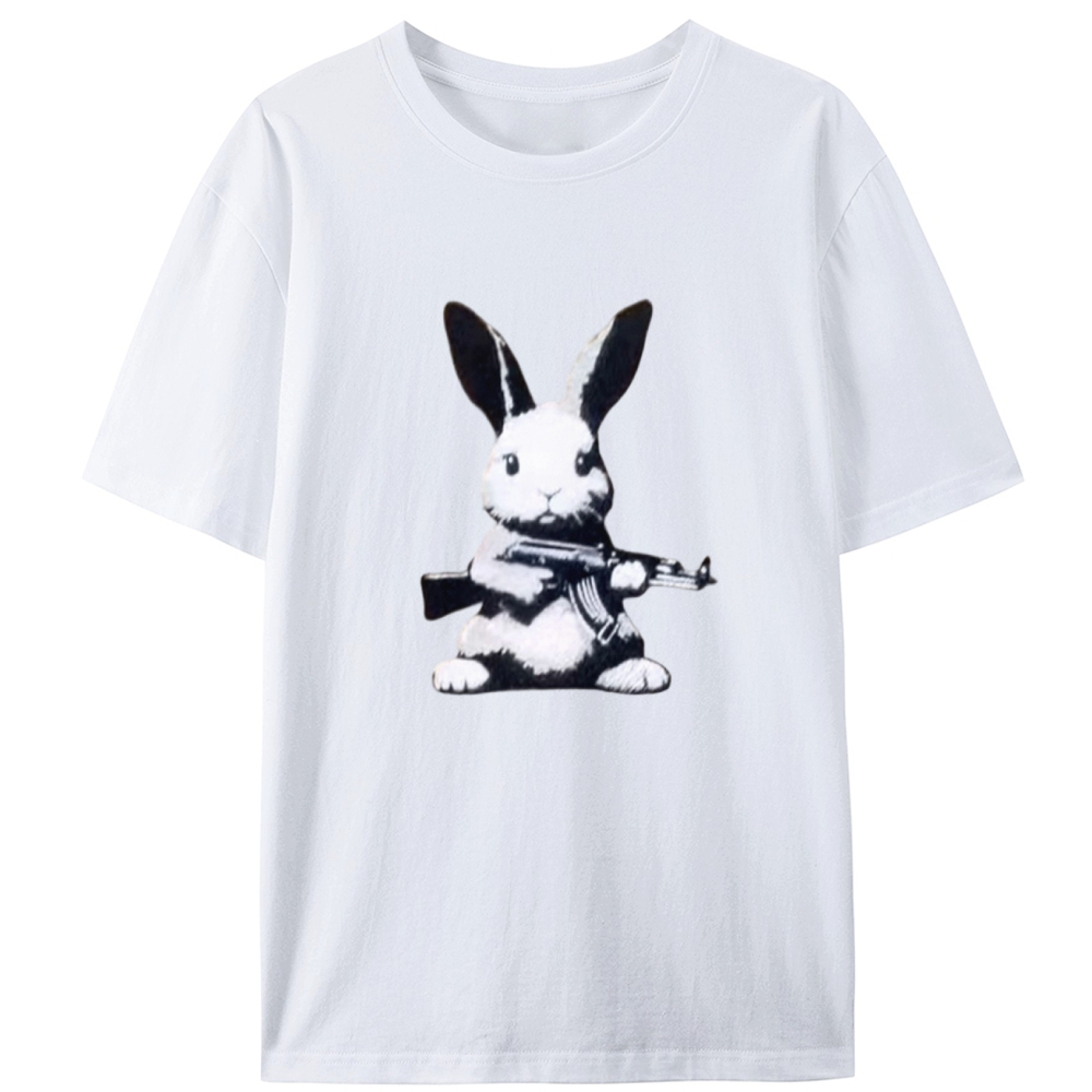 Armed Street Bunny Retro Designed for Women - Slim Fit Cotton Tee