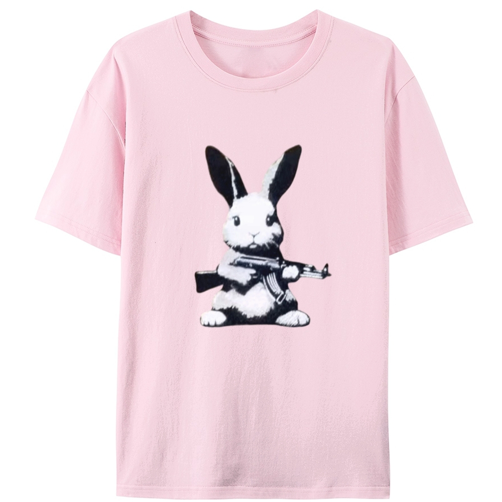 Armed Street Bunny Retro Designed for Women - Slim Fit Cotton Tee