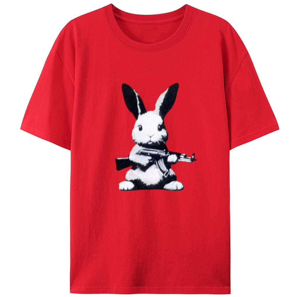 Armed Street Bunny Retro Designed for Women - Slim Fit Cotton Tee