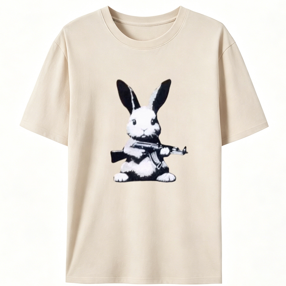 Armed Street Bunny Retro Designed for Women - Slim Fit Cotton Tee