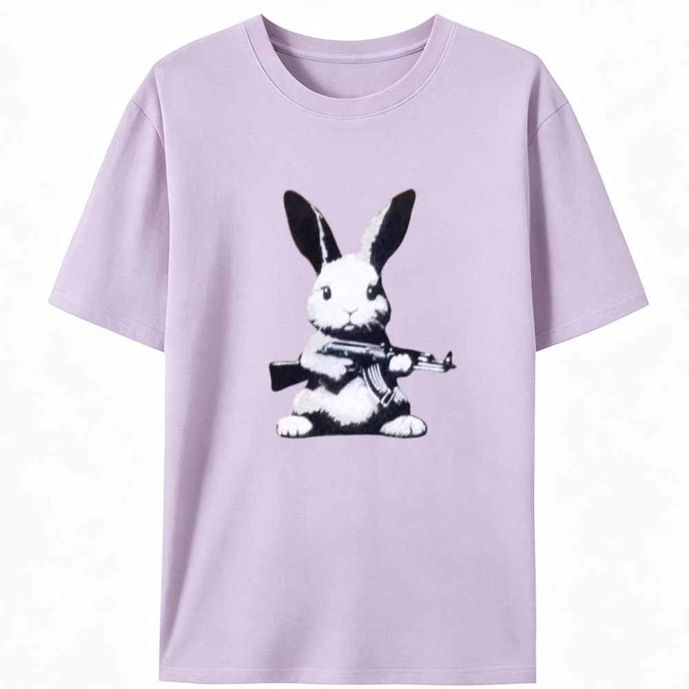 Armed Street Bunny Retro Designed for Women - Slim Fit Cotton Tee