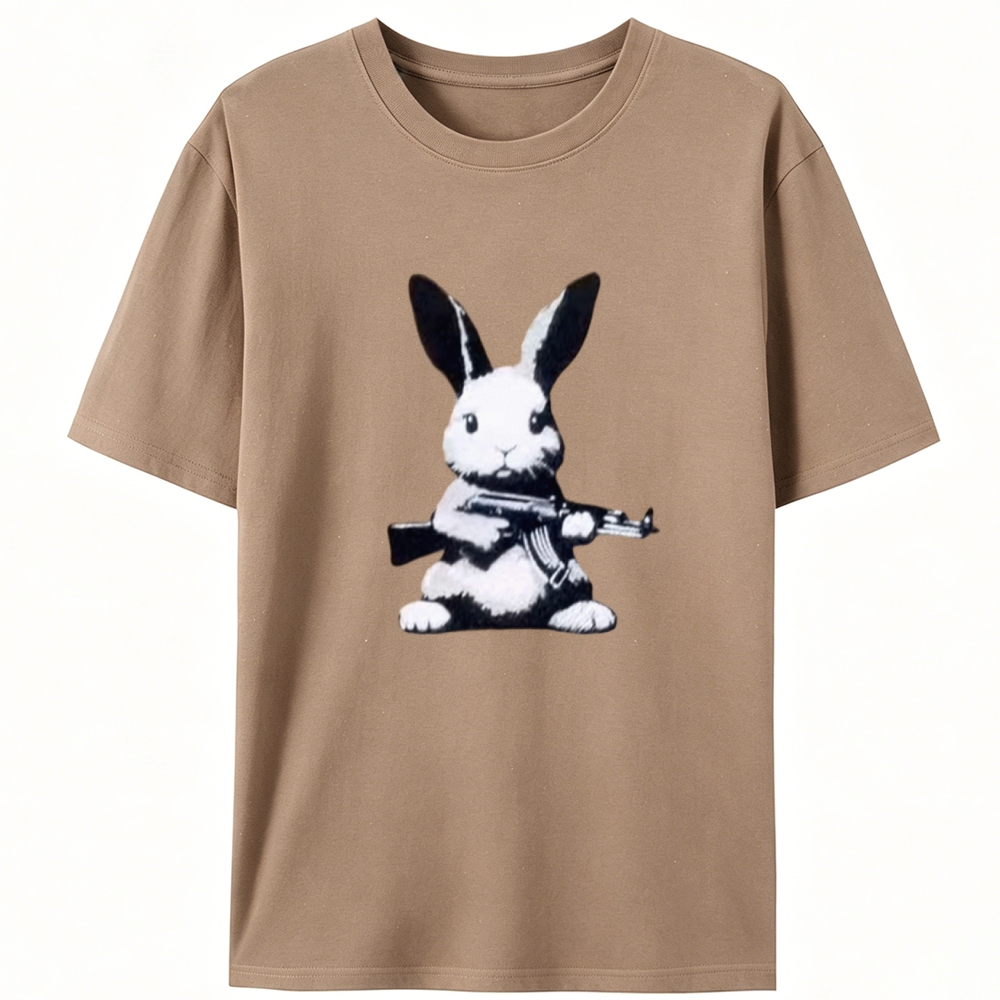 Armed Street Bunny Retro Designed for Women - Slim Fit Cotton Tee