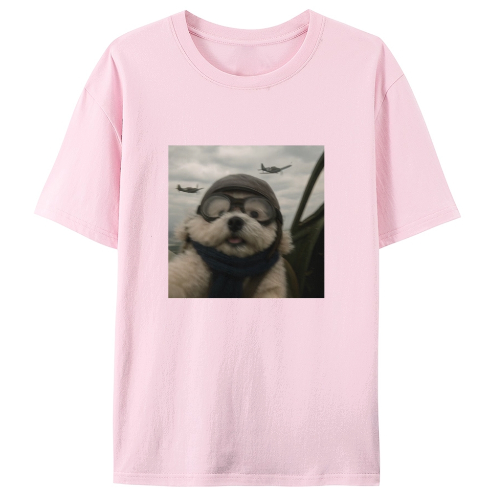 Ace Pilot Woof Retro Designed for Women - Slim Fit Cotton Tee