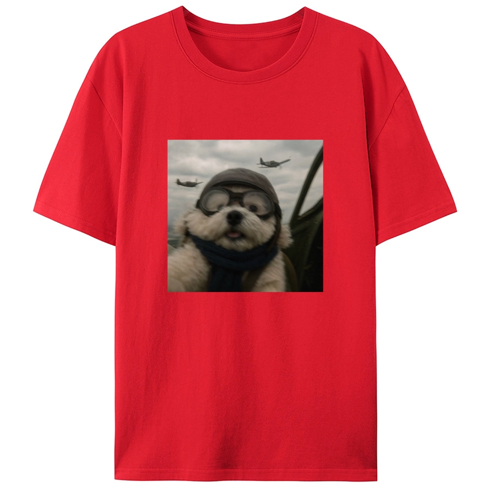 Ace Pilot Woof Retro Designed for Women - Slim Fit Cotton Tee
