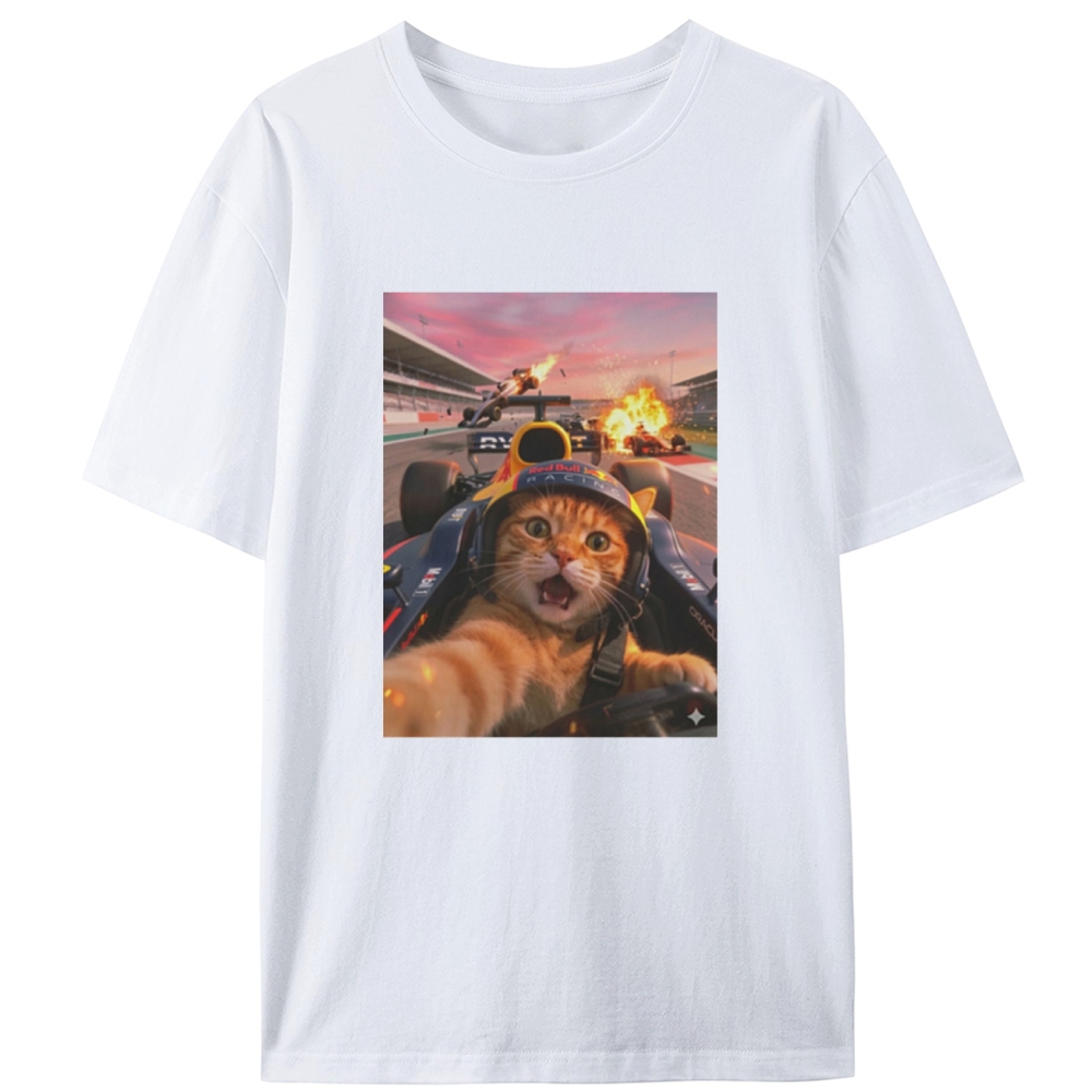 Ace Racer Meow Retro Designed for Women - Slim Fit Cotton Tee