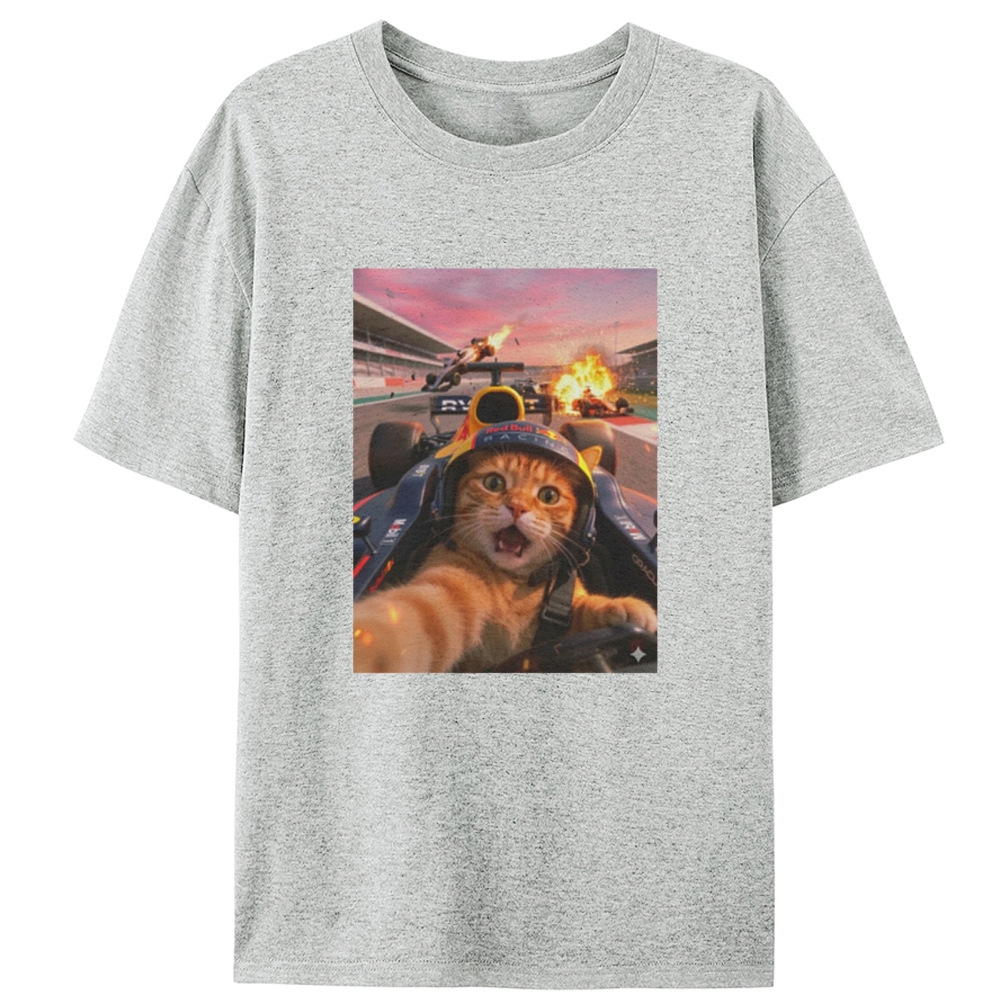 Ace Racer Meow Retro Designed for Women - Slim Fit Cotton Tee