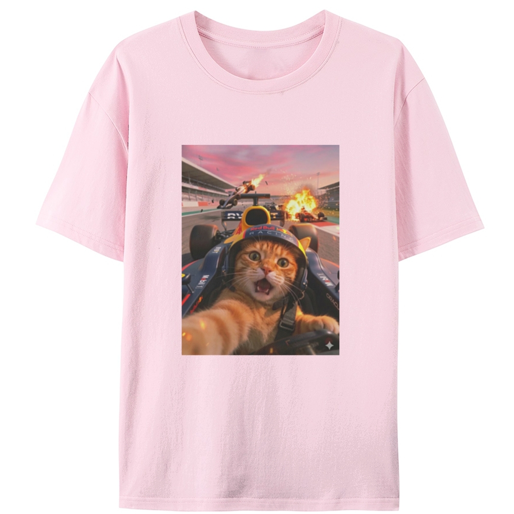 Ace Racer Meow Retro Designed for Women - Slim Fit Cotton Tee