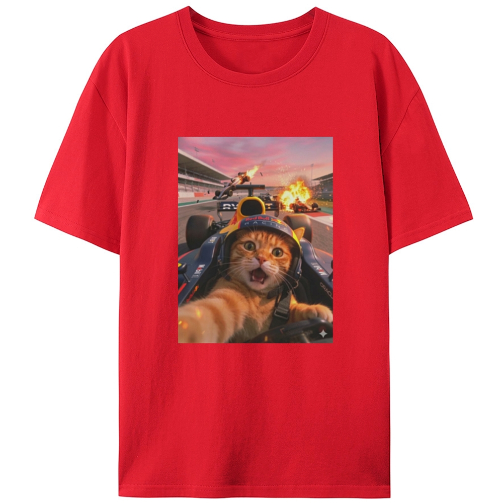 Ace Racer Meow Retro Designed for Women - Slim Fit Cotton Tee