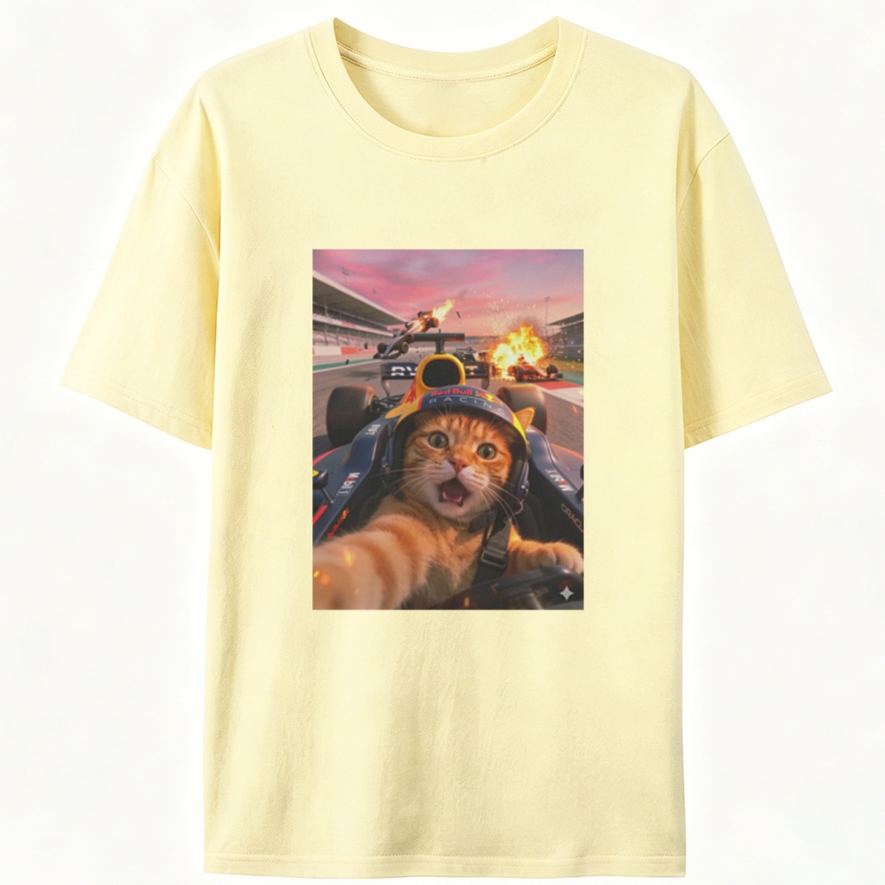 Ace Racer Meow Retro Designed for Women - Slim Fit Cotton Tee