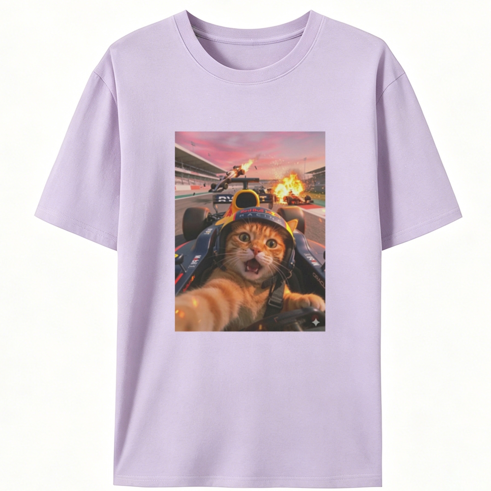 Ace Racer Meow Retro Designed for Women - Slim Fit Cotton Tee