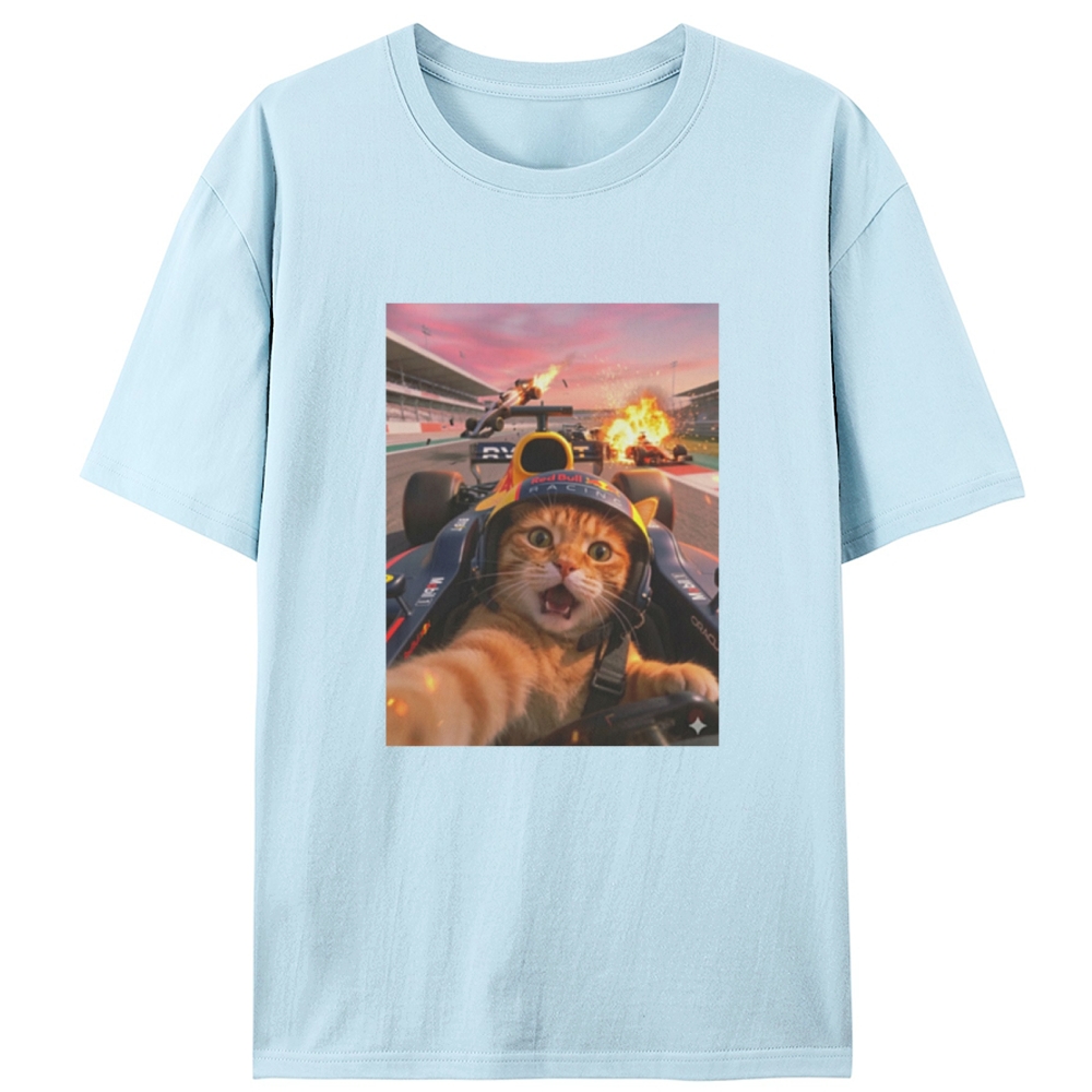 Ace Racer Meow Retro Designed for Women - Slim Fit Cotton Tee
