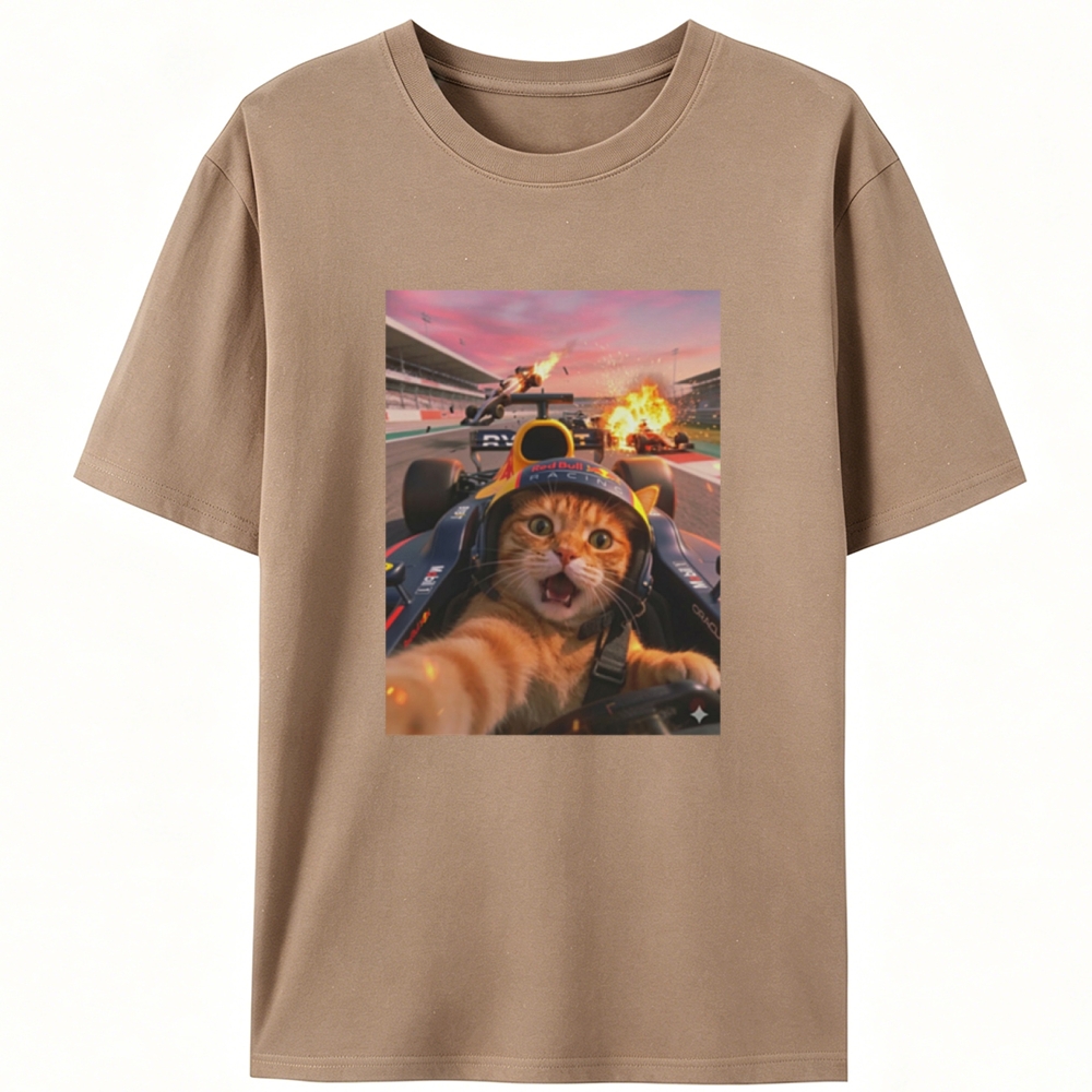 Ace Racer Meow Retro Designed for Women - Slim Fit Cotton Tee