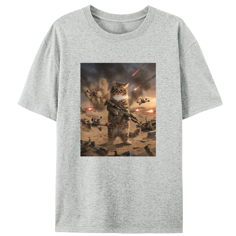 Battlefield Badass Meow Retro Designed for Women - Slim Fit Cotton Tee