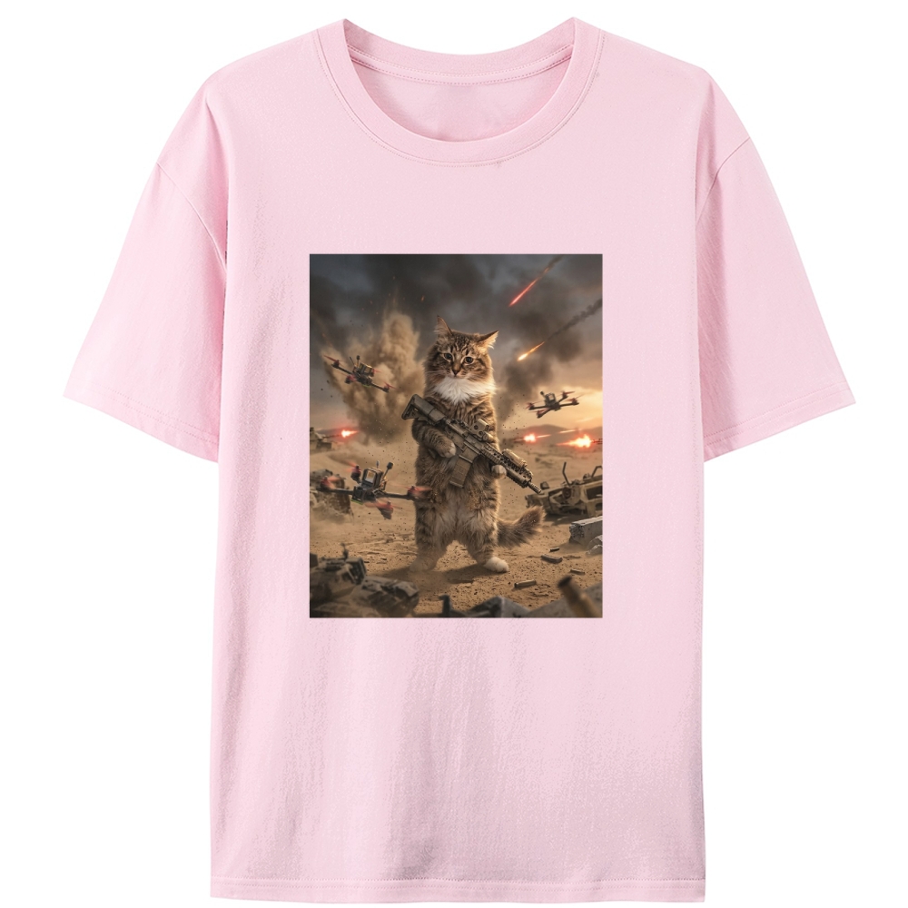 Battlefield Badass Meow Retro Designed for Women - Slim Fit Cotton Tee