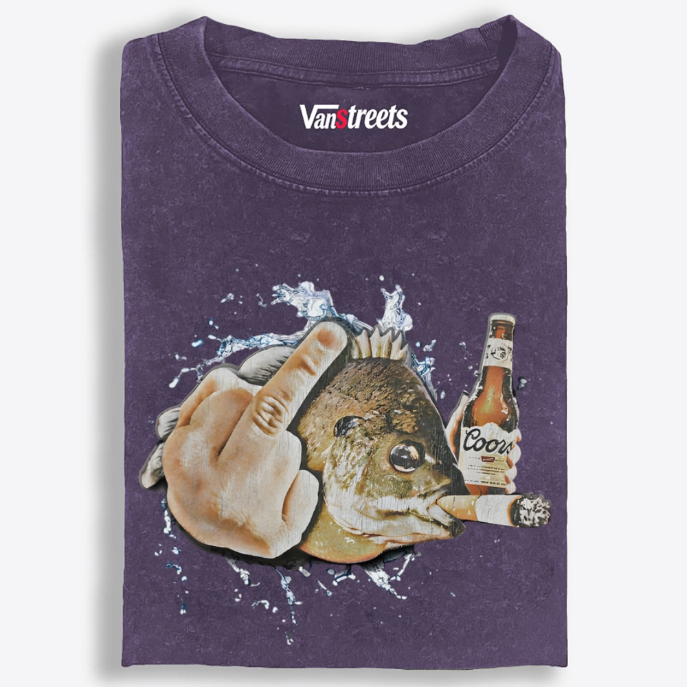 Boozed Bass Splash Dude Art Retro Washed T-Shirt | 100% Cotton | Streetwear Essential