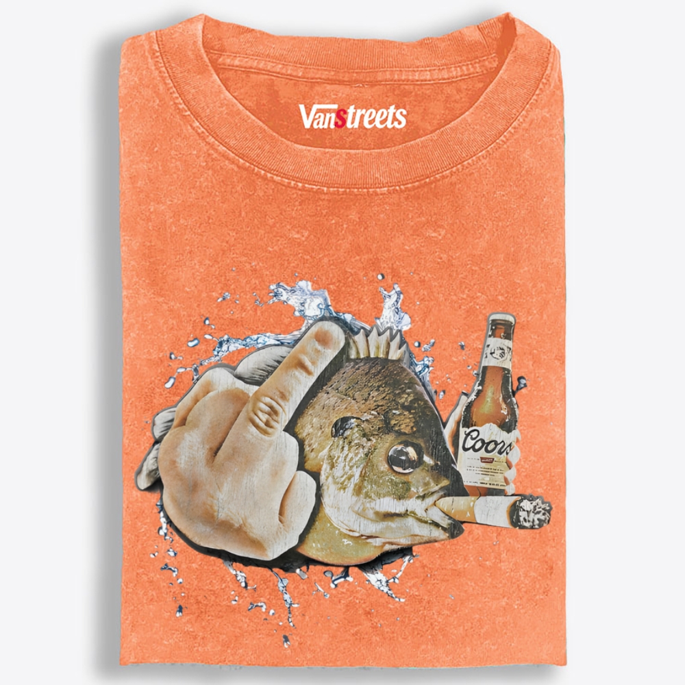 Boozed Bass Splash Dude Art Retro Washed T-Shirt | 100% Cotton | Streetwear Essential