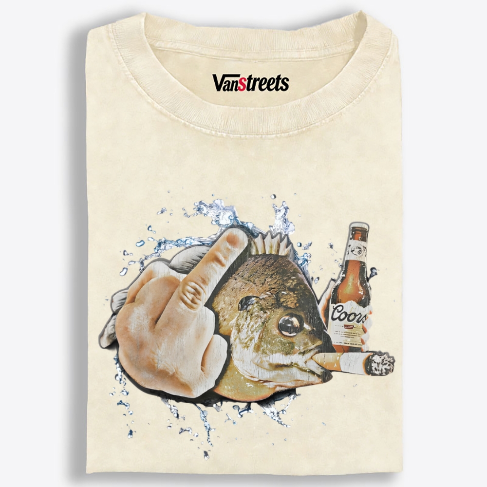 Boozed Bass Splash Dude Art Retro Washed T-Shirt | 100% Cotton | Streetwear Essential