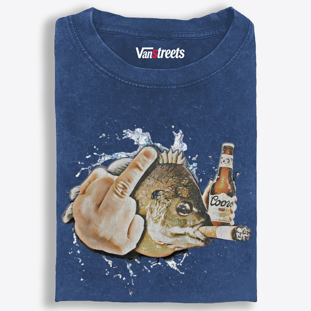 Boozed Bass Splash Dude Art Retro Washed T-Shirt | 100% Cotton | Streetwear Essential