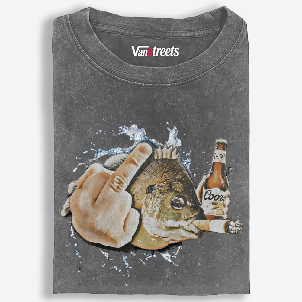 Boozed Bass Splash Dude Art Retro Washed T-Shirt | 100% Cotton | Streetwear Essential