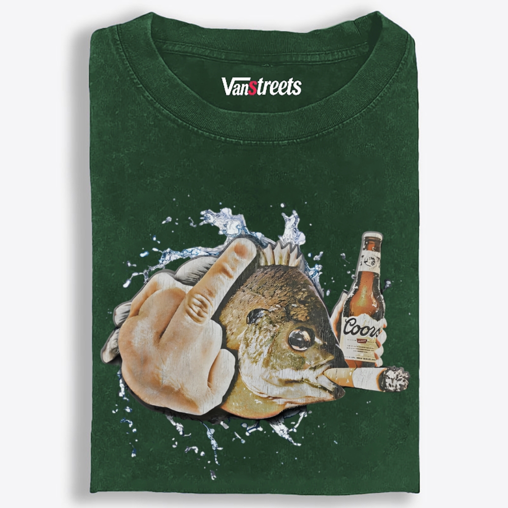 Boozed Bass Splash Dude Art Retro Washed T-Shirt | 100% Cotton | Streetwear Essential