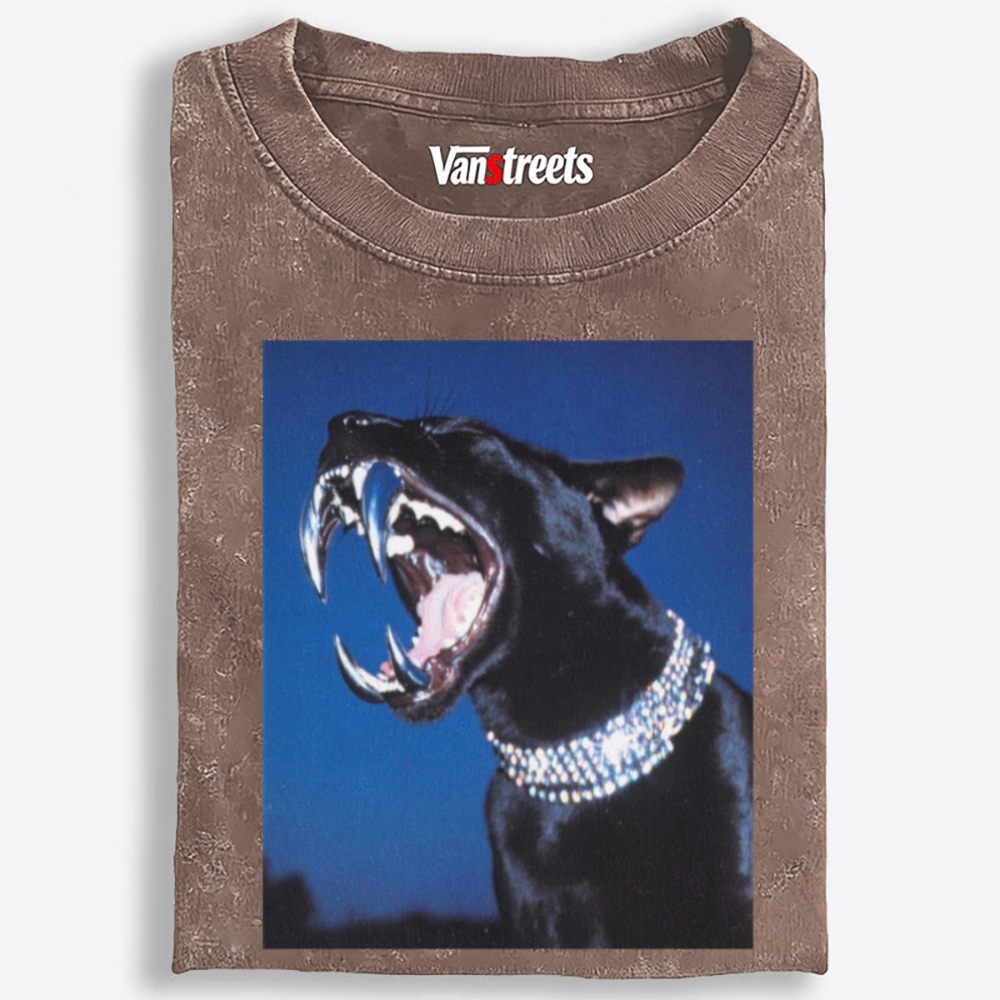 Bling Roar Panther Retro Washed T-Shirt | 100% Cotton | Streetwear Essential
