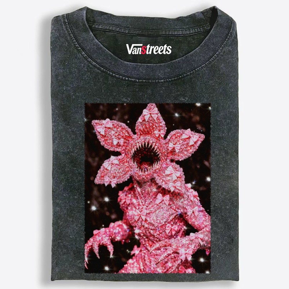 Pink Bling Demogorgon Retro Washed T-Shirt | 100% Cotton | Streetwear Essential