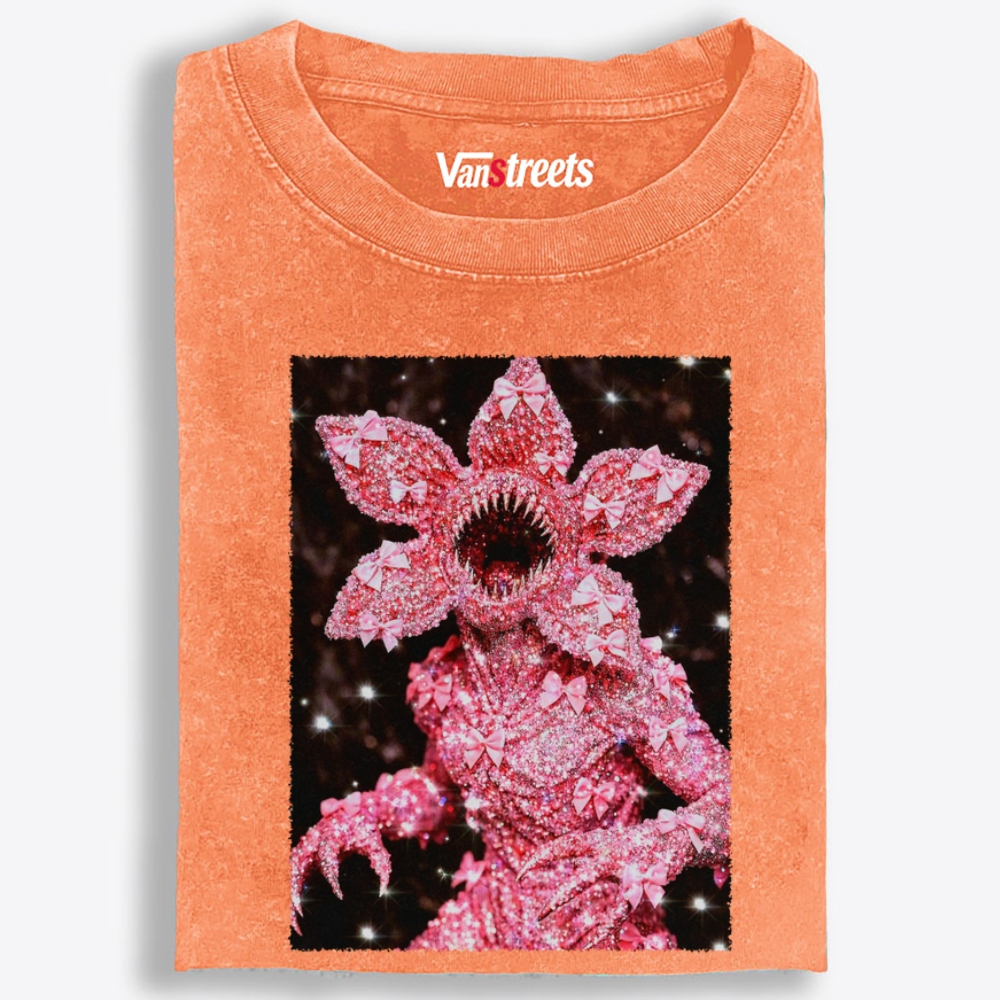 Pink Bling Demogorgon Retro Washed T-Shirt | 100% Cotton | Streetwear Essential