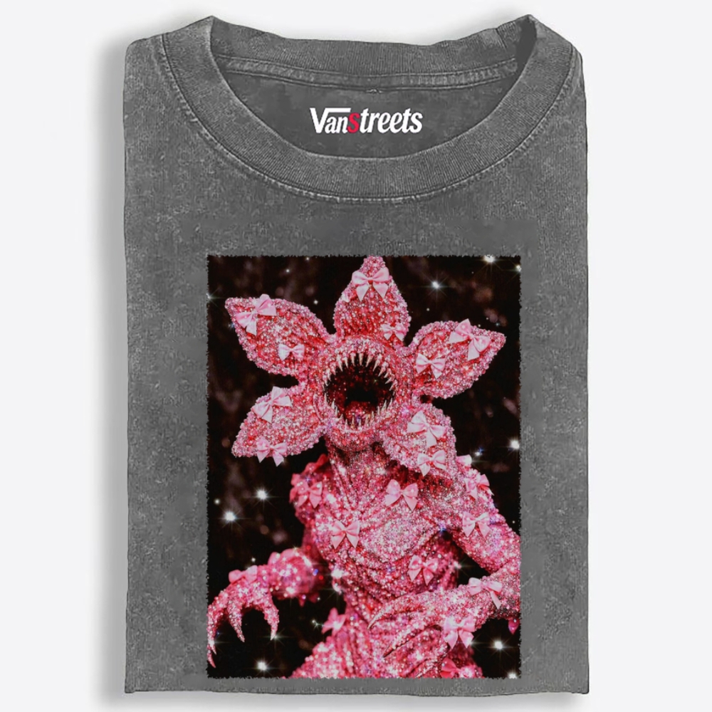 Pink Bling Demogorgon Retro Washed T-Shirt | 100% Cotton | Streetwear Essential