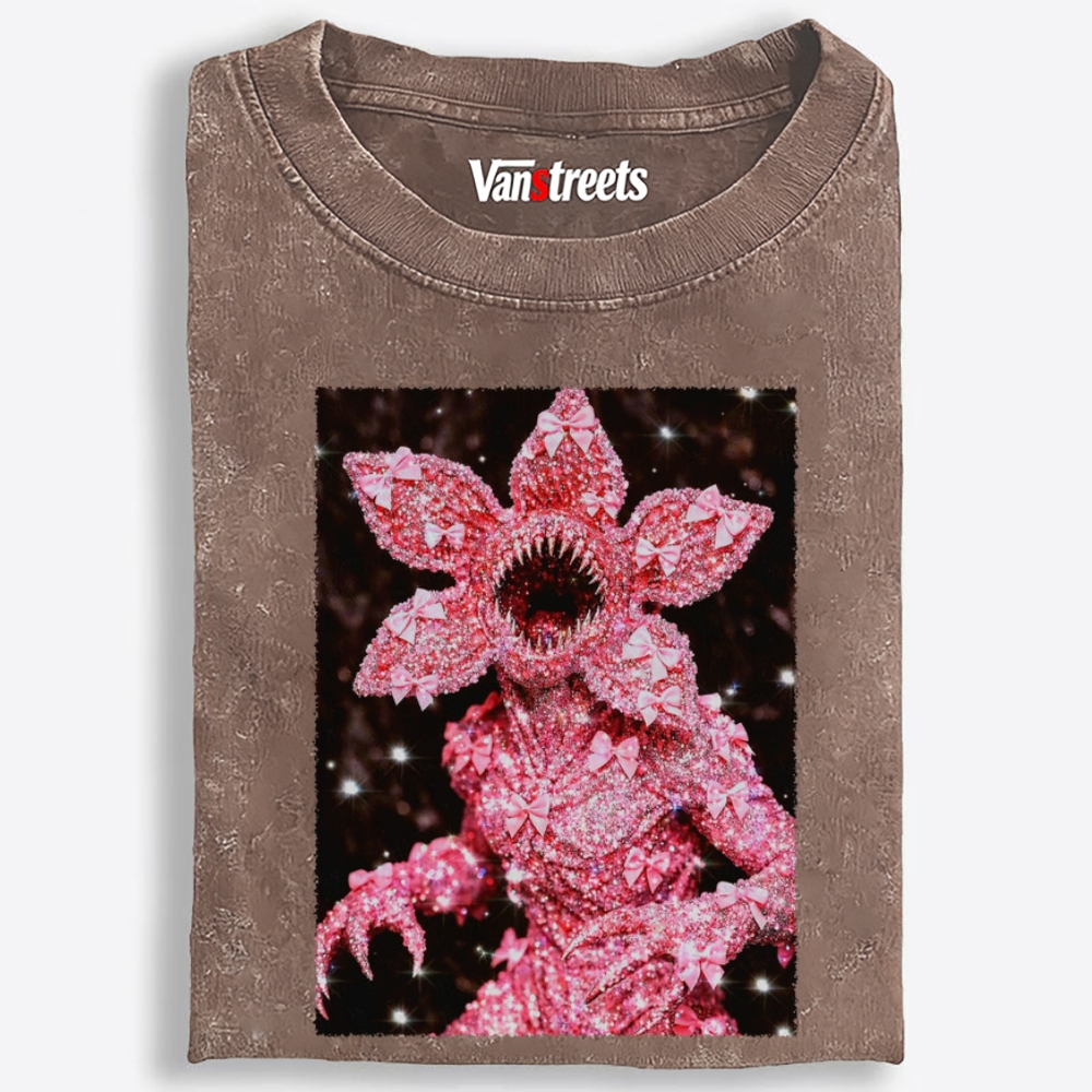 Pink Bling Demogorgon Retro Washed T-Shirt | 100% Cotton | Streetwear Essential
