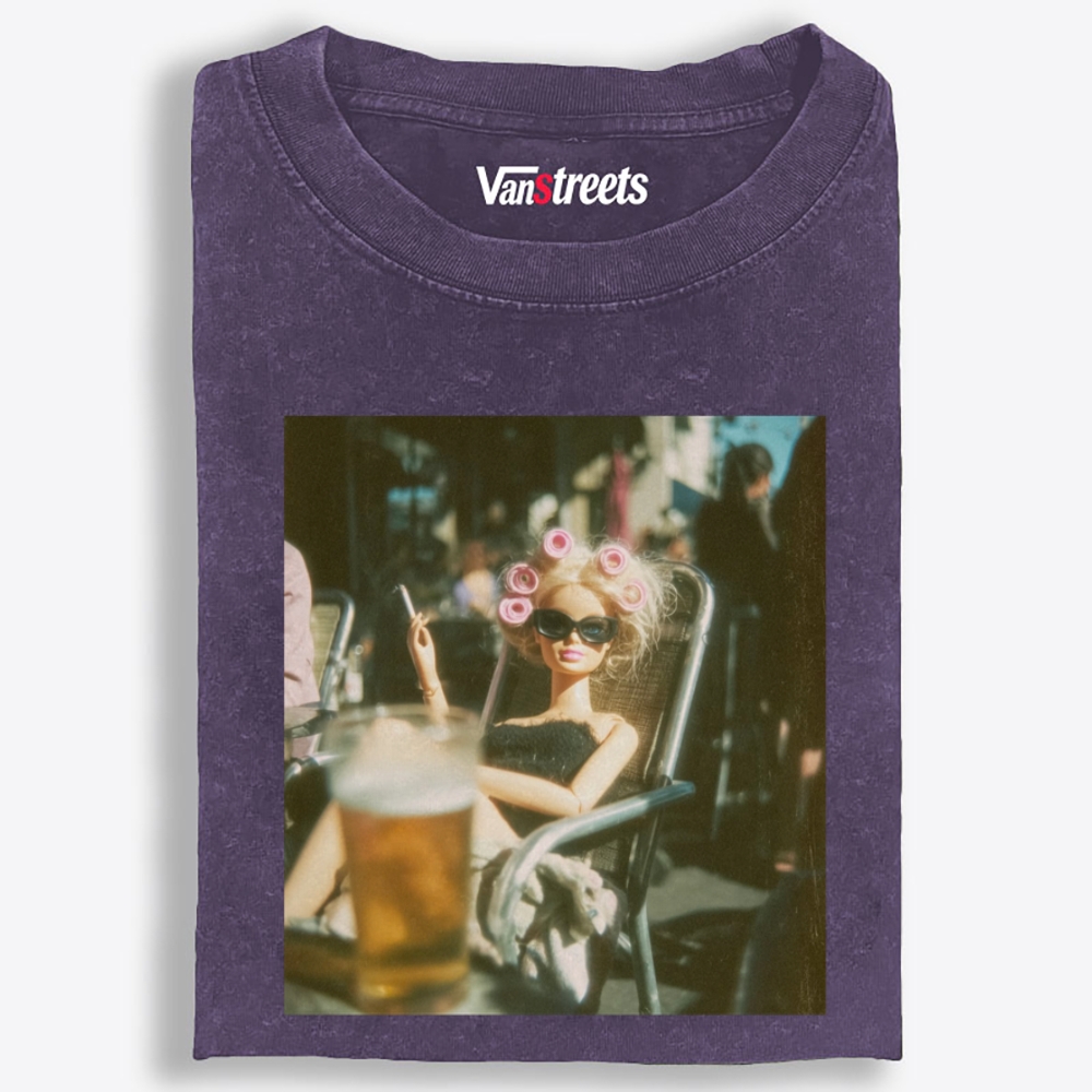 Pink Roller Beer Auntie Retro Washed T-Shirt | 100% Cotton | Streetwear Essential