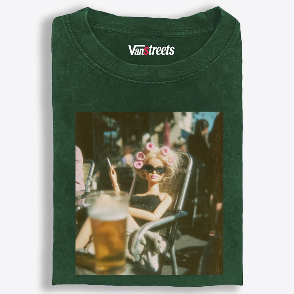 Pink Roller Beer Auntie Retro Washed T-Shirt | 100% Cotton | Streetwear Essential