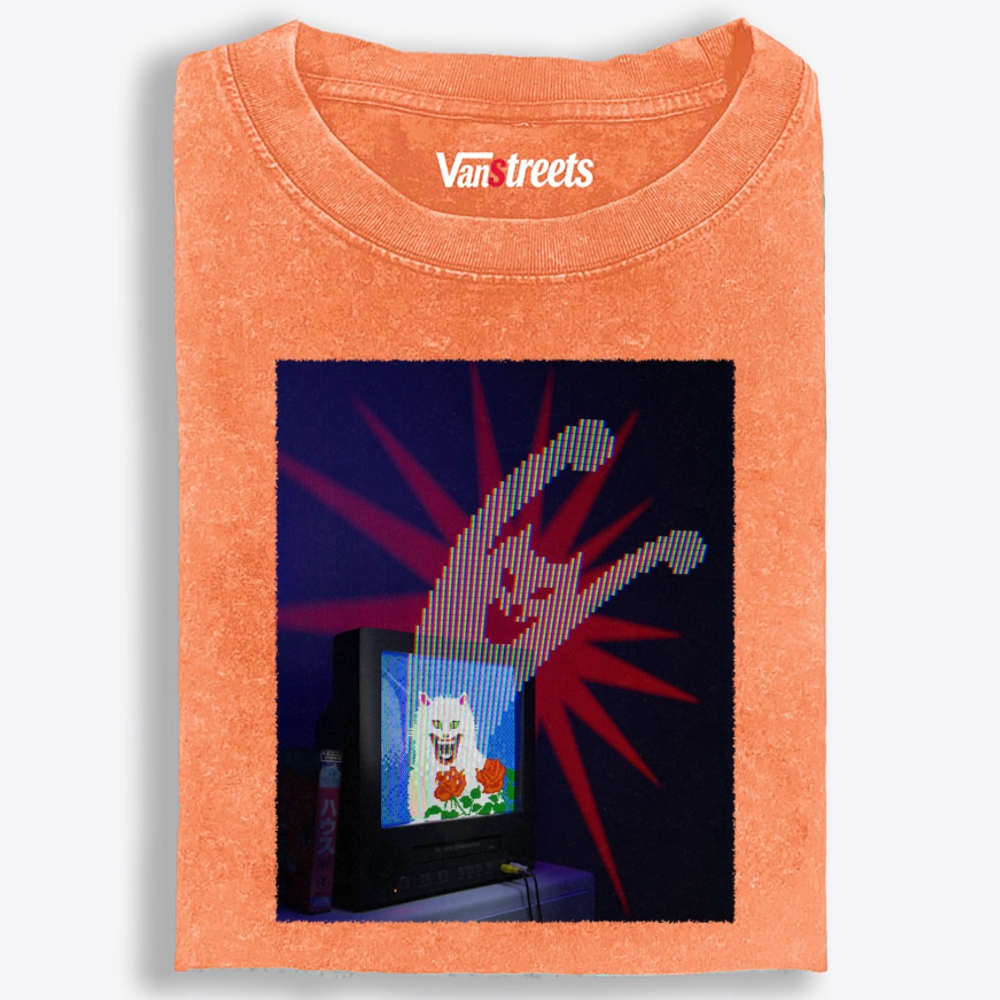 Pixel Cat Breakout Retro Washed T-Shirt | 100% Cotton | Streetwear Essential