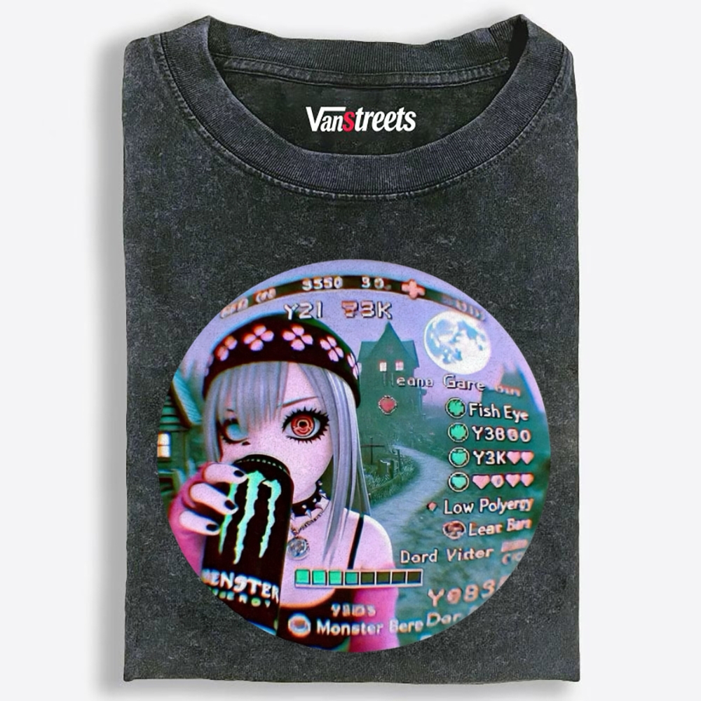 Monster Energy Girl Retro Washed T-Shirt | 100% Cotton | Streetwear Essential