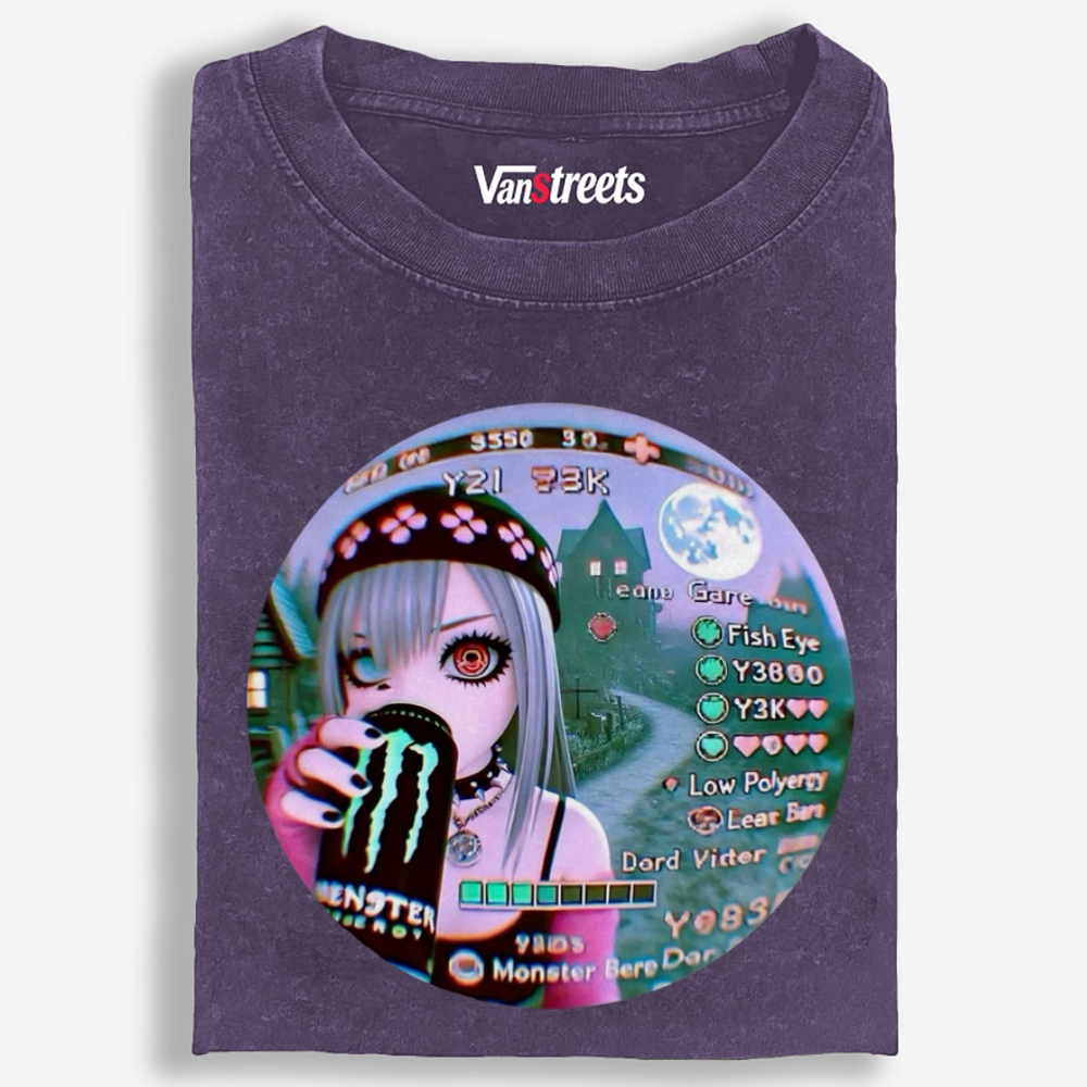 Monster Energy Girl Retro Washed T-Shirt | 100% Cotton | Streetwear Essential