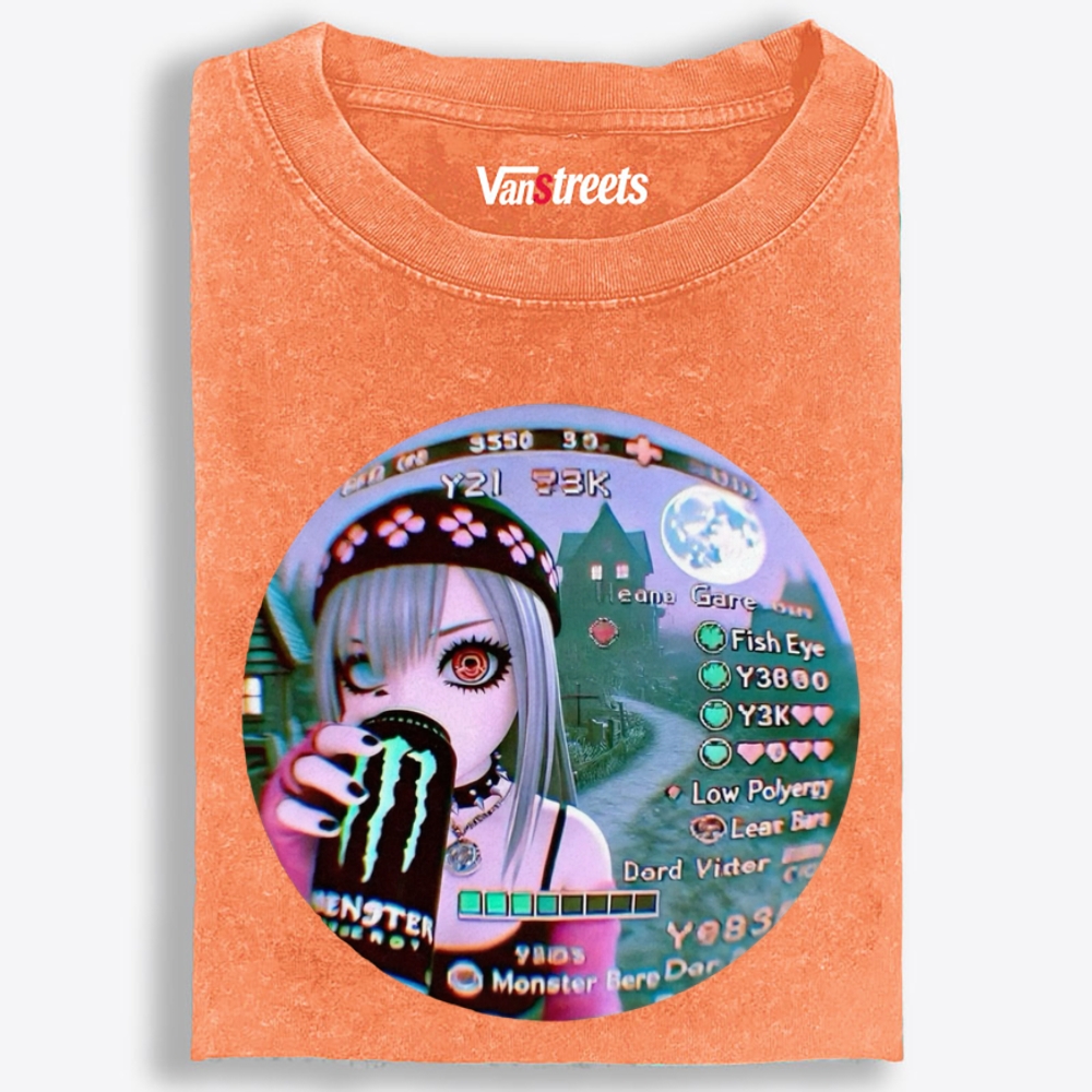 Monster Energy Girl Retro Washed T-Shirt | 100% Cotton | Streetwear Essential