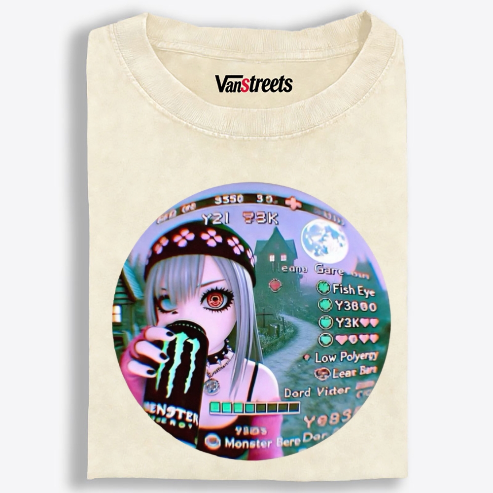 Monster Energy Girl Retro Washed T-Shirt | 100% Cotton | Streetwear Essential