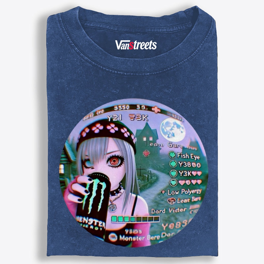 Monster Energy Girl Retro Washed T-Shirt | 100% Cotton | Streetwear Essential