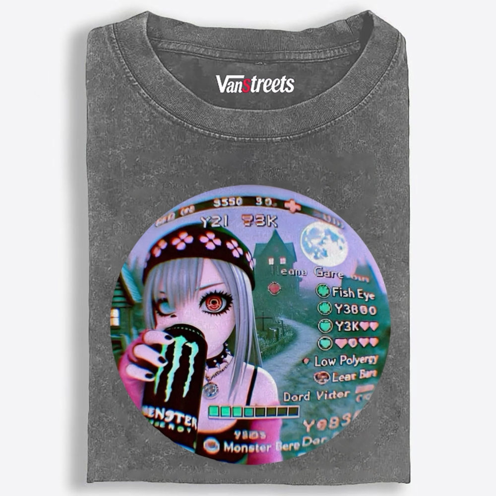 Monster Energy Girl Retro Washed T-Shirt | 100% Cotton | Streetwear Essential