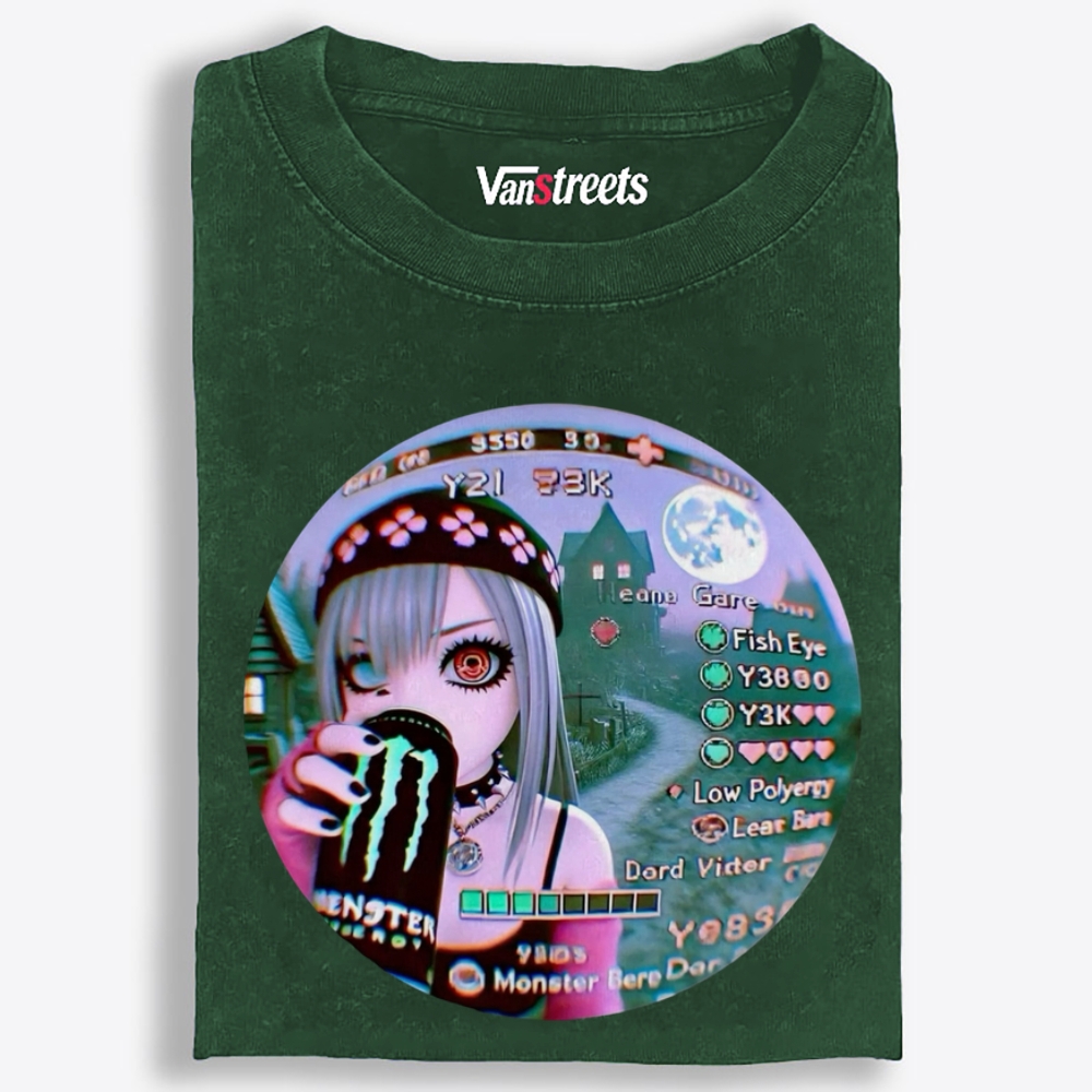 Monster Energy Girl Retro Washed T-Shirt | 100% Cotton | Streetwear Essential