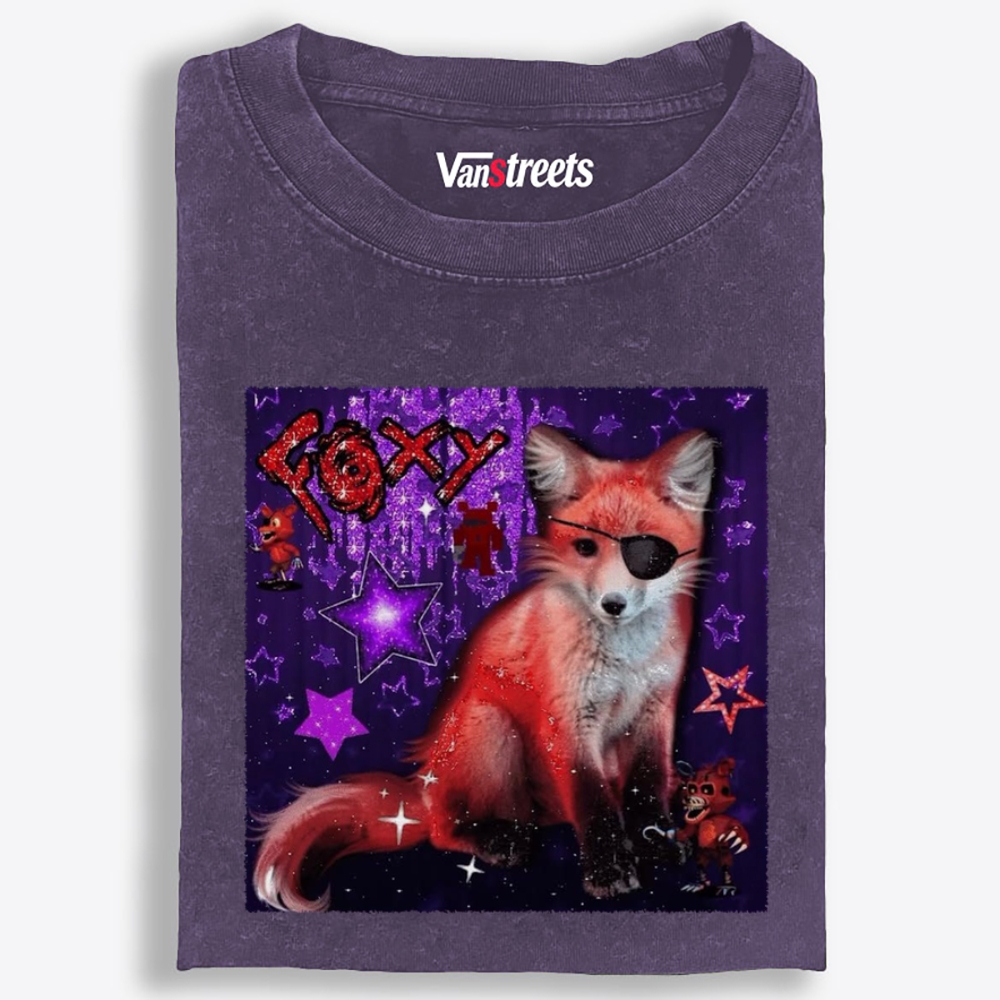 Eyepatch Pirate Foxy Glitter Star Art Retro Washed T-Shirt | 100% Cotton | Streetwear Essential