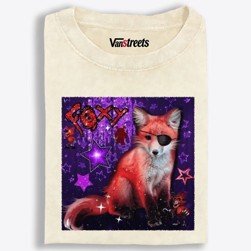 Eyepatch Pirate Foxy Glitter Star Art Retro Washed T-Shirt | 100% Cotton | Streetwear Essential