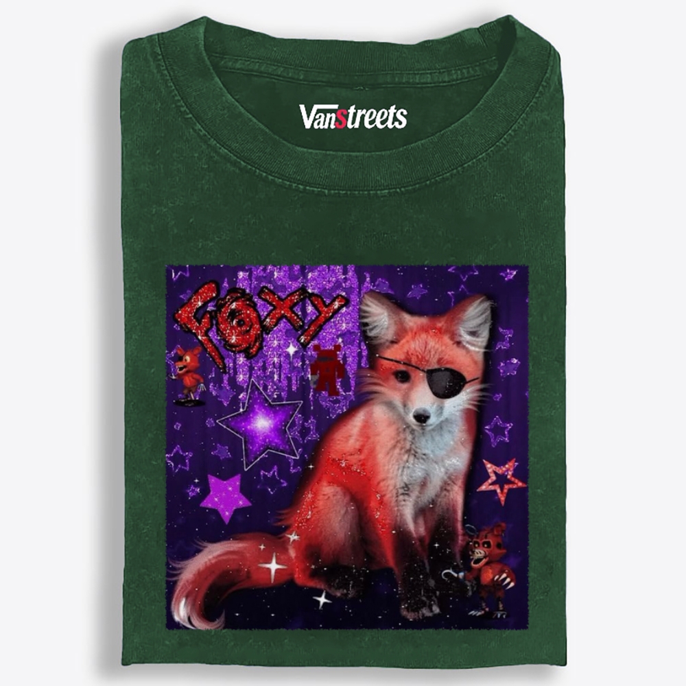 Eyepatch Pirate Foxy Glitter Star Art Retro Washed T-Shirt | 100% Cotton | Streetwear Essential