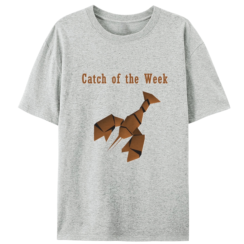 Catch of the Week Geometric Lobster Retro Designed for Women - Slim Fit Cotton Tee