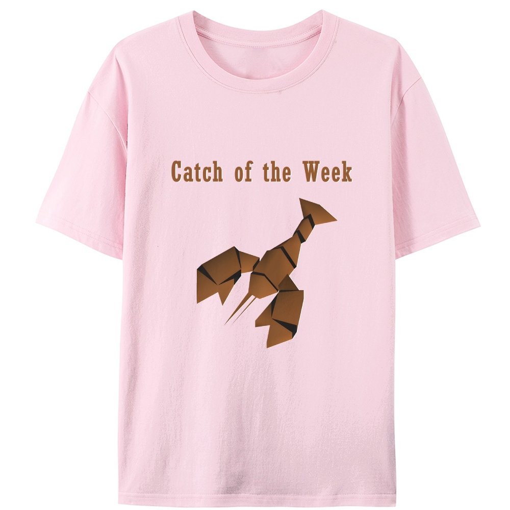 Catch of the Week Geometric Lobster Retro Designed for Women - Slim Fit Cotton Tee